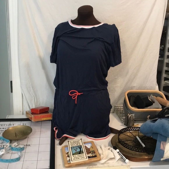 Kari Traa 90’s Vibe Pickle Ball Short Sleeve Outfit Sz L Romper Pockets NWOT - Picture 14 of 15